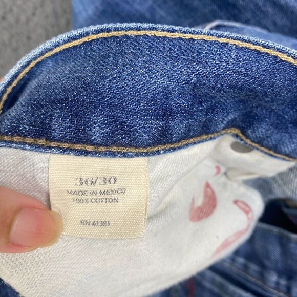 Polo Ralph Lauren Jeans Men 36x30 Faded Blue Vintage 67 Straight Cotton Wide Y2K - Picture 10 of 14